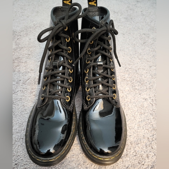 Dr. Martens Black Boots with Gold Accents - Picture 1 of 6